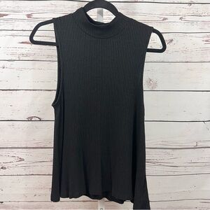 Old Navy Sleeveless Black Mock Neck Ribbed Knit Swing Tank Top Size Medium